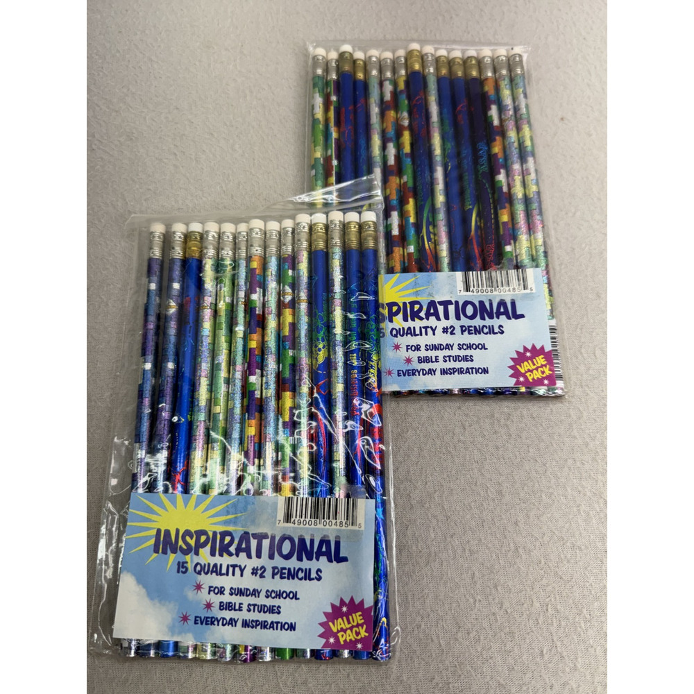 Religious Christian Pencils Lot of 30 Bible Cross Sunday School Teacher Rewards